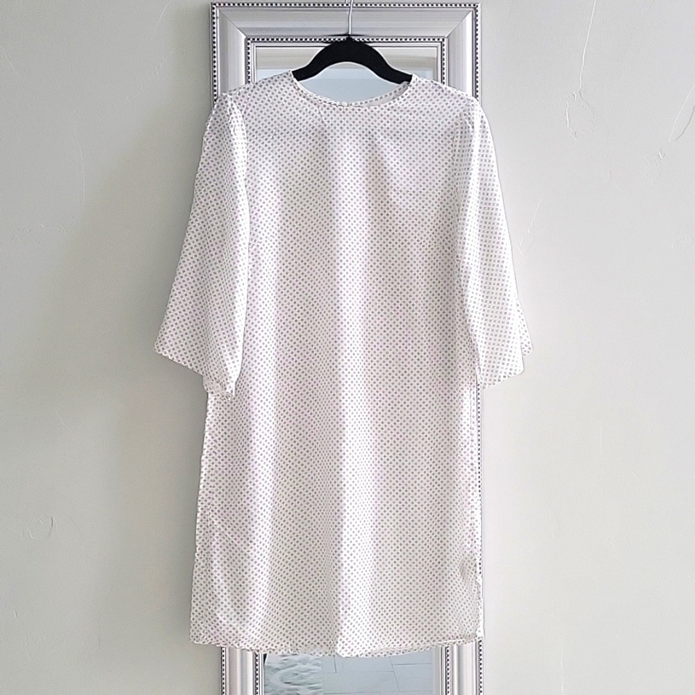 H&M White Swiss Dot Shift Dress sz 6 NWOT